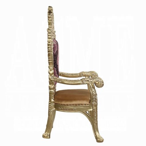 Acme Bernadette Pattern Fabric & Gold Finish Arm Chair - Set of 2 - Image 4