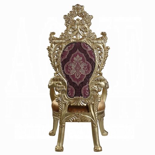 Acme Bernadette Pattern Fabric & Gold Finish Arm Chair - Set of 2 - Image 5
