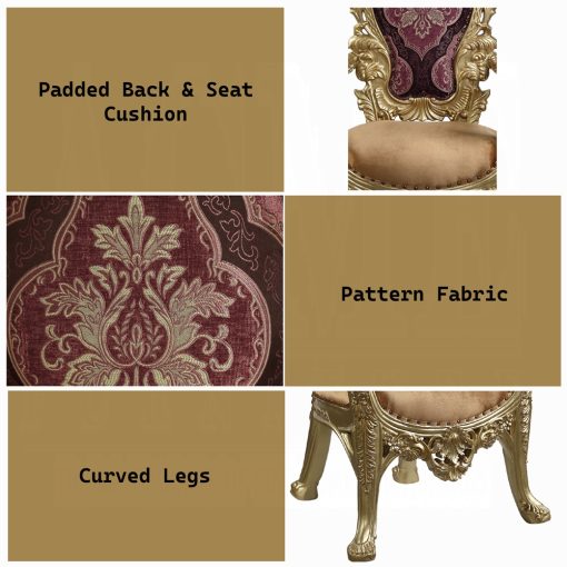 Acme Bernadette Pattern Fabric & Gold Finish Arm Chair - Set of 2 - Image 8