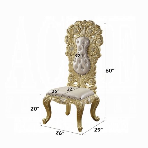 Acme Cabriole Light Gold Synthetic Leather & Gold Side Chair - Set of 2 - Image 2