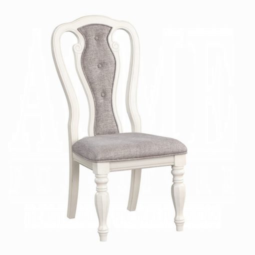 Acme Florian Gray Fabric & Antique White Side Chair - Set of 2 - Image 2
