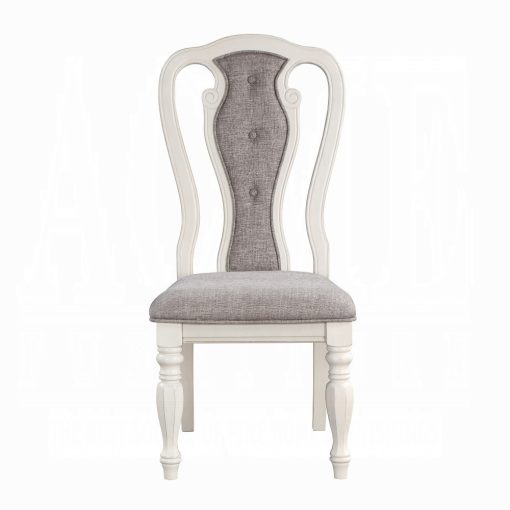 Acme Florian Gray Fabric & Antique White Side Chair - Set of 2 - Image 3