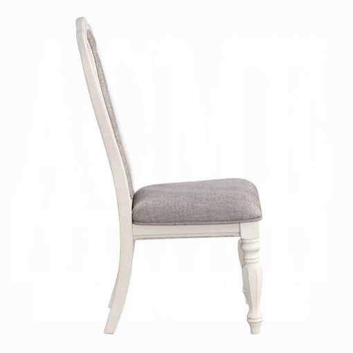 Acme Florian Gray Fabric & Antique White Side Chair - Set of 2 - Image 4