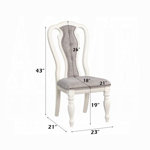 Acme Florian Gray Fabric & Antique White Side Chair - Set of 2 - Image 7