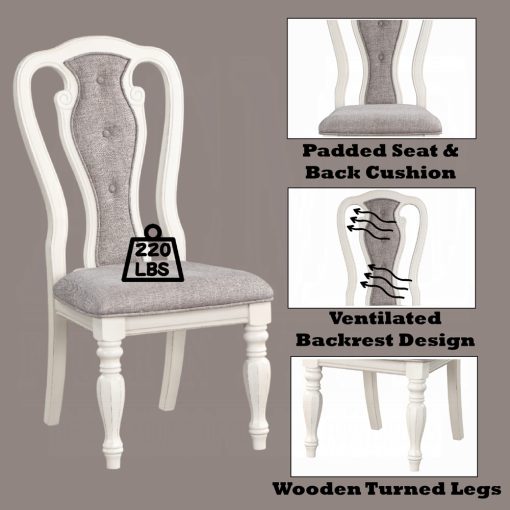 Acme Florian Gray Fabric & Antique White Side Chair - Set of 2 - Image 8