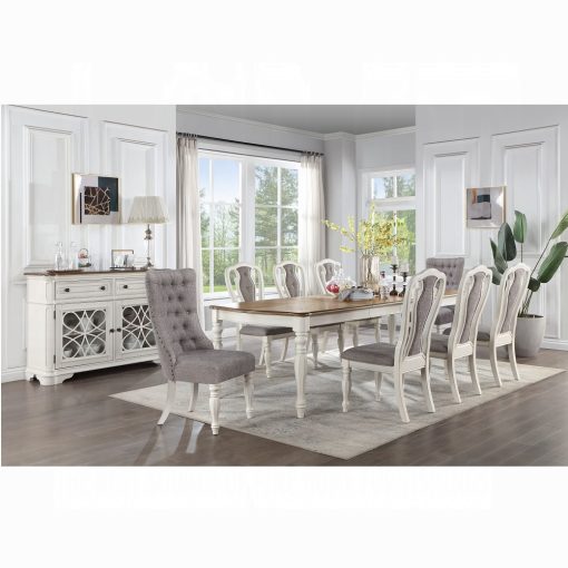 Acme Florian Gray Fabric & Antique White Side Chair - Set of 2 - Image 6