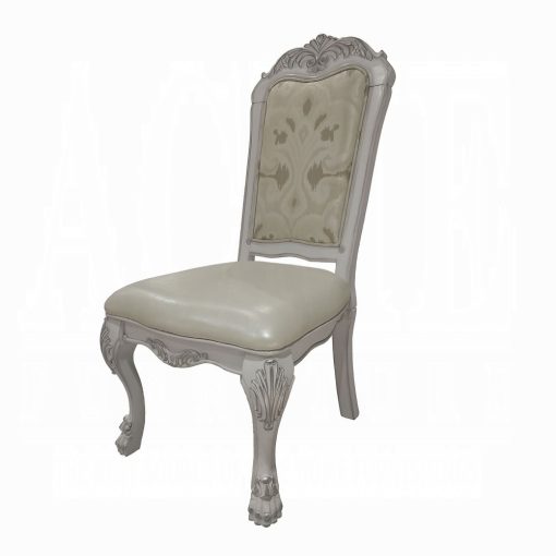 Acme Dresden Synthetic Leather Fabric & Bone White Side Chair - Set of 2 - Image 6