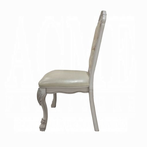 Acme Dresden Synthetic Leather Fabric & Bone White Side Chair - Set of 2 - Image 3