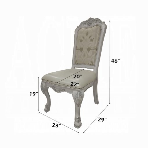 Acme Dresden Synthetic Leather Fabric & Bone White Side Chair - Set of 2 - Image 5