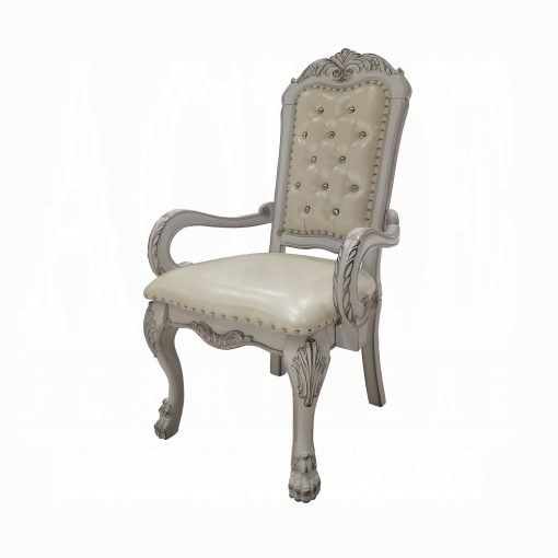Acme Dresden Synthetic Leather & Bone White Upholstered Arm Chair - Set of 2 - Image 3