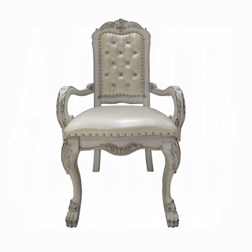 Acme Dresden Synthetic Leather & Bone White Upholstered Arm Chair - Set of 2 - Image 2