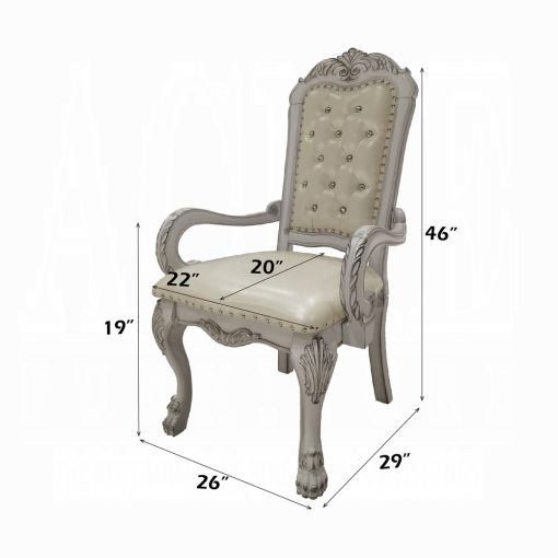 Acme Dresden Synthetic Leather & Bone White Upholstered Arm Chair - Set of 2 - Image 6