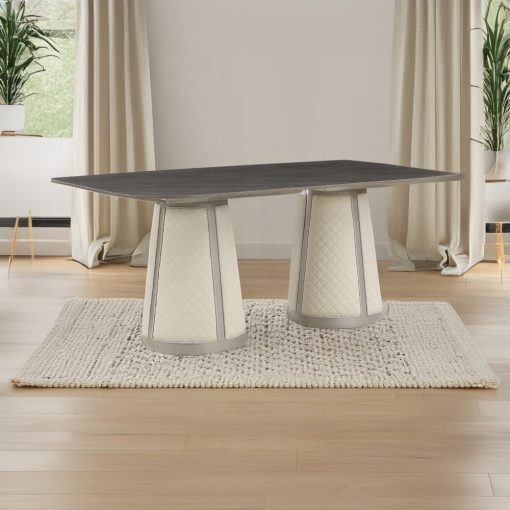 Acme Kasa Sintered Stone Top & Champagne Dining Table