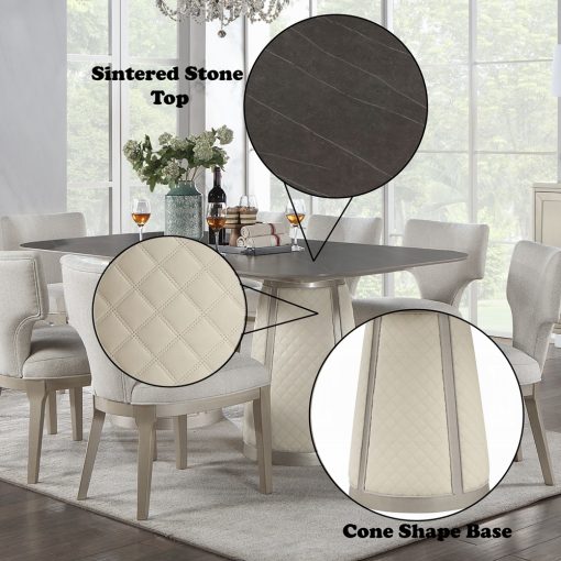 Acme Kasa Sintered Stone Top & Champagne Dining Table - Image 7