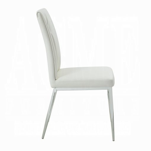 Acme Kamaile Beige Synthetic Leather & Chrome Side Chair - Set of 2 - Image 2