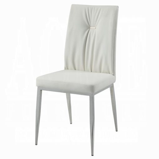 Acme Kamaile Beige Synthetic Leather & Chrome Side Chair - Set of 2 - Image 3