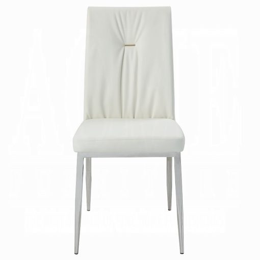 Acme Kamaile Beige Synthetic Leather & Chrome Side Chair - Set of 2 - Image 4