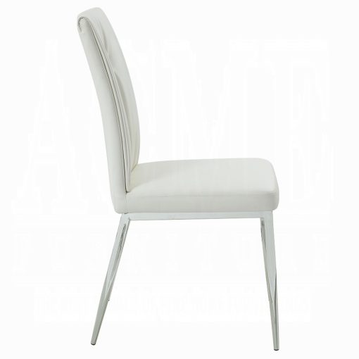Acme Kamaile Beige Synthetic Leather & Chrome Side Chair - Set of 2 - Image 6