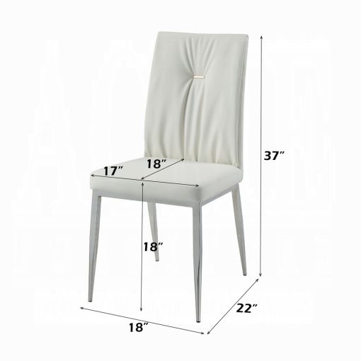 Acme Kamaile Beige Synthetic Leather & Chrome Side Chair - Set of 2 - Image 9