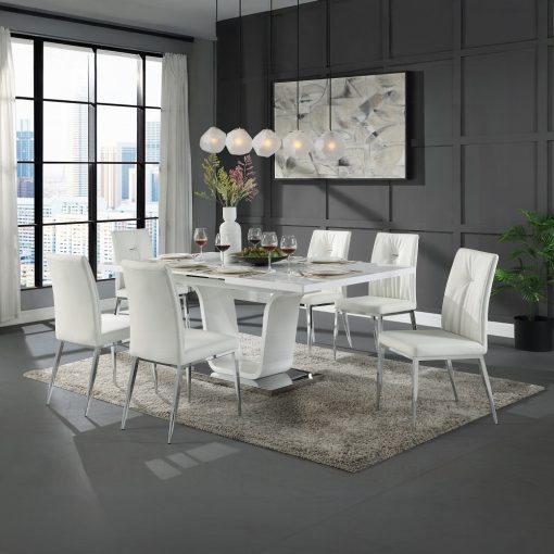 Acme Kamaile Beige Synthetic Leather & Chrome Side Chair - Set of 2 - Image 8