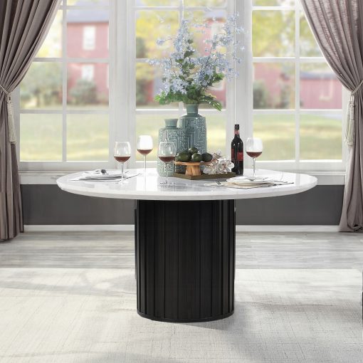 Acme Jaramillo Round Dining Table with Engineered Marble Top