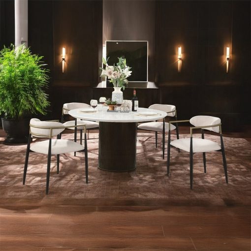 Acme Jaramillo Round Dining Table with Engineered Marble Top - Image 7