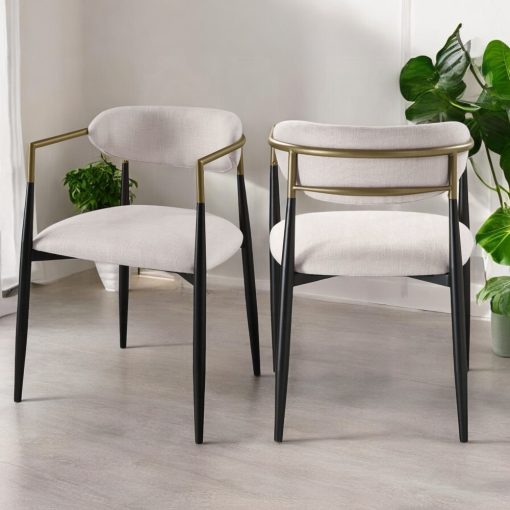 Acme Jaramillo Beige Chenille & Black Arm Chair - Set of 2 - Image 7