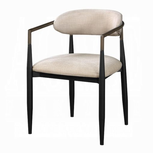 Acme Jaramillo Beige Chenille & Black Arm Chair - Set of 2 - Image 2