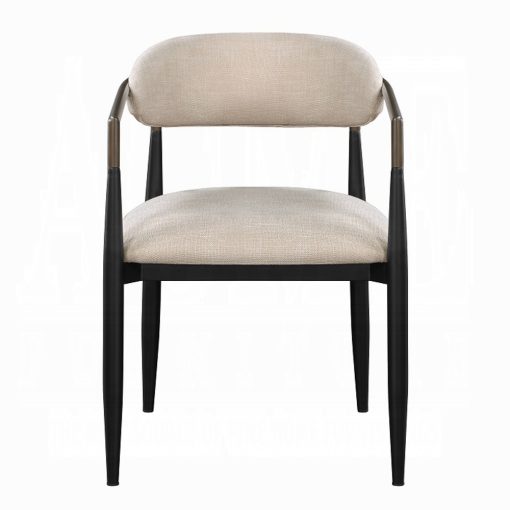 Acme Jaramillo Beige Chenille & Black Arm Chair - Set of 2 - Image 3