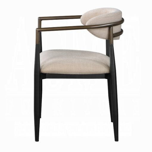 Acme Jaramillo Beige Chenille & Black Arm Chair - Set of 2 - Image 4