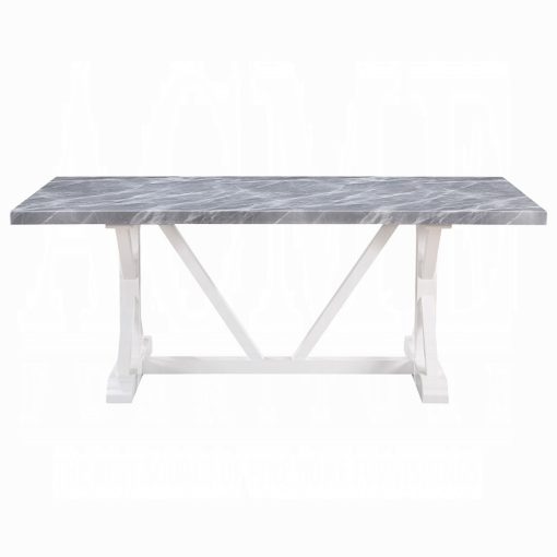 Acme Hollyn Engineered Stone & White Dining Table with Engineered Stone Top - Image 3