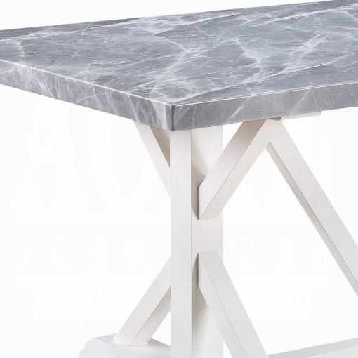 Acme Hollyn Engineered Stone & White Dining Table with Engineered Stone Top - Image 6