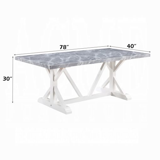 Acme Hollyn Engineered Stone & White Dining Table with Engineered Stone Top - Image 7
