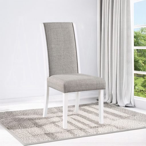 Acme Hollyn Gray Linen & White Side Chair - Set of 2