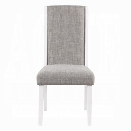 Acme Hollyn Gray Linen & White Side Chair - Set of 2 - Image 3