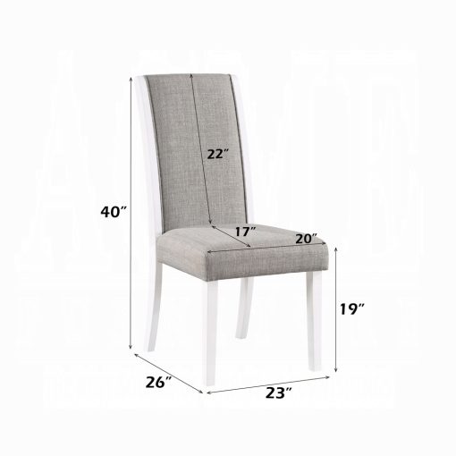 Acme Hollyn Gray Linen & White Side Chair - Set of 2 - Image 8