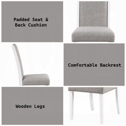 Acme Hollyn Gray Linen & White Side Chair - Set of 2 - Image 10
