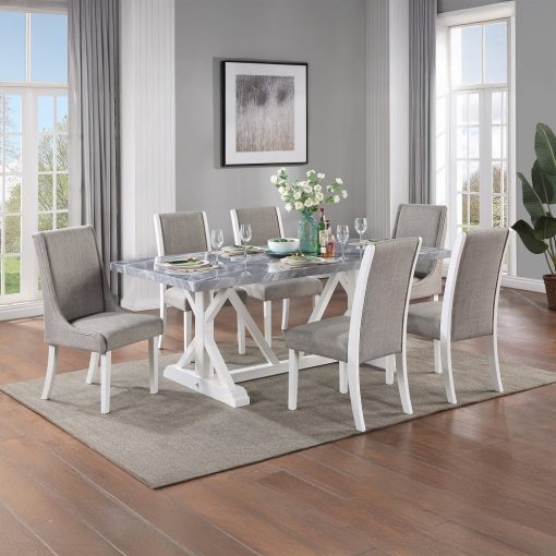 Acme Hollyn Gray Linen & White Side Chair - Set of 2 - Image 9