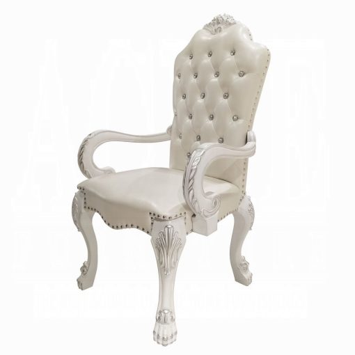Acme Dresden Synthetic Leather & Bone White Arm Chair - Set of 2 - Image 4