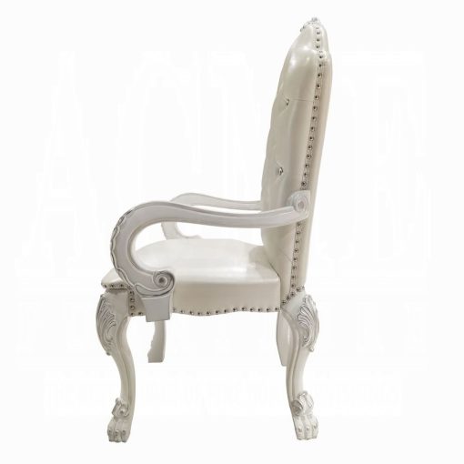 Acme Dresden Synthetic Leather & Bone White Arm Chair - Set of 2 - Image 5