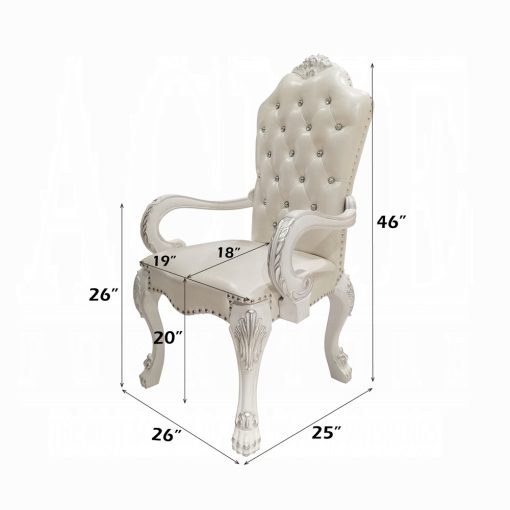 Acme Dresden Synthetic Leather & Bone White Arm Chair - Set of 2 - Image 11