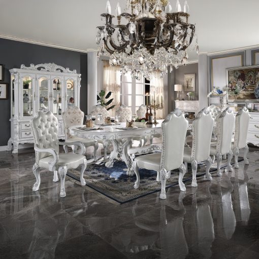 Acme Dresden Fabric & Bone White Side Chair - Set of 2