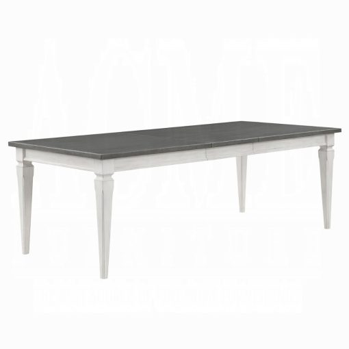 Acme Katia Rustic Gray & Weathered White Dining Table with Leaf - Image 2