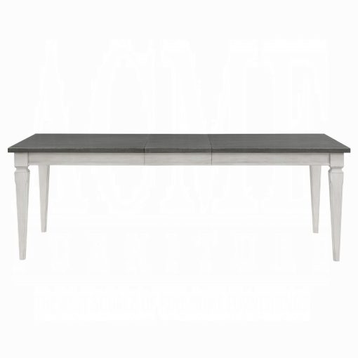Acme Katia Rustic Gray & Weathered White Dining Table with Leaf - Image 3