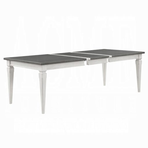 Acme Katia Rustic Gray & Weathered White Dining Table with Leaf - Image 4