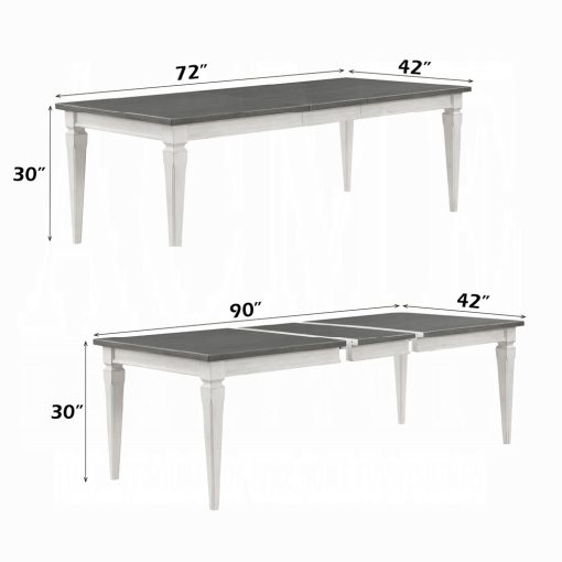Acme Katia Rustic Gray & Weathered White Dining Table with Leaf - Image 7