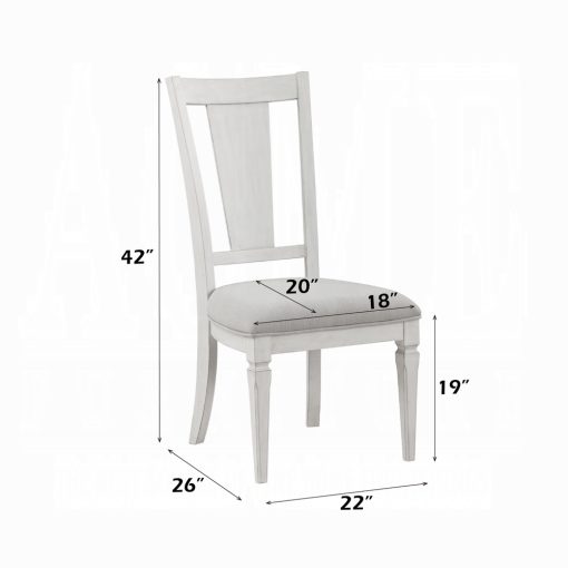 Acme Katia Light Gray Linen & Weathered White Side Chair - Set of 2 - Image 6