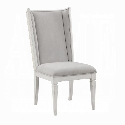 Acme Katia Light Gray Linen & Weathered White Hostess Chair - Set of 2