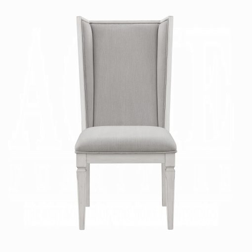 Acme Katia Light Gray Linen & Weathered White Hostess Chair - Set of 2 - Image 2