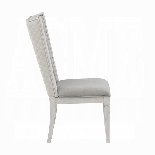 Acme Katia Light Gray Linen & Weathered White Hostess Chair - Set of 2 - Image 3